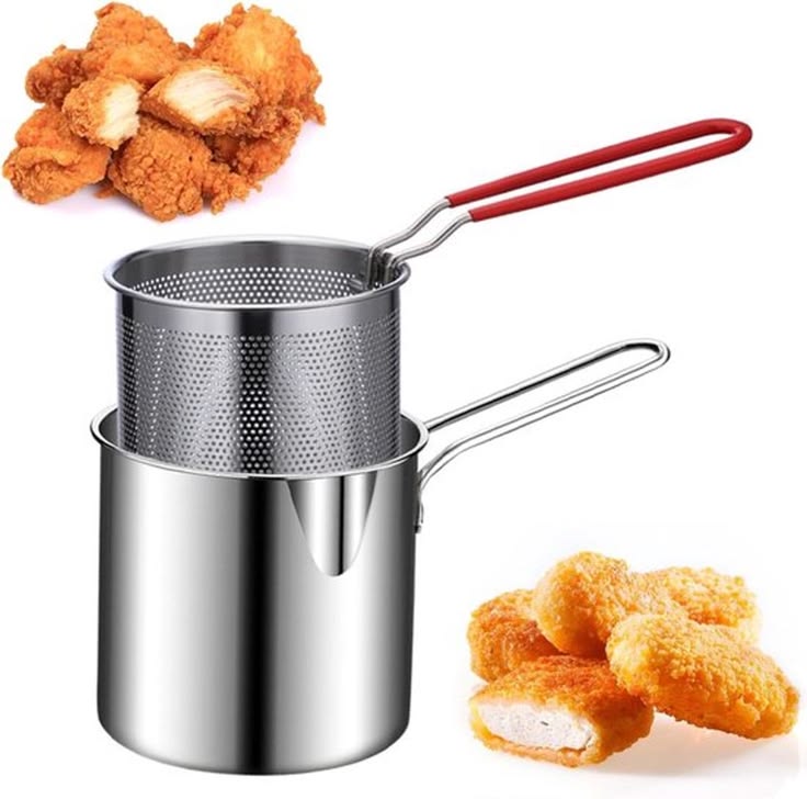 Deep Fryer Set French Fries Pot French Fries Cooker Frying Basket Deep Fryer Pot for Baking Frying Boiling Home Kitchen
