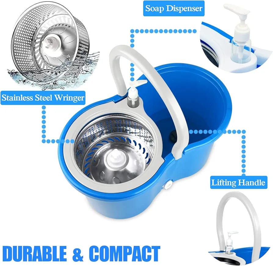 Spin Mop - Easy Spin Magic Mop Set - 360 Degree Microfiber Mop Head Home Clean Tool