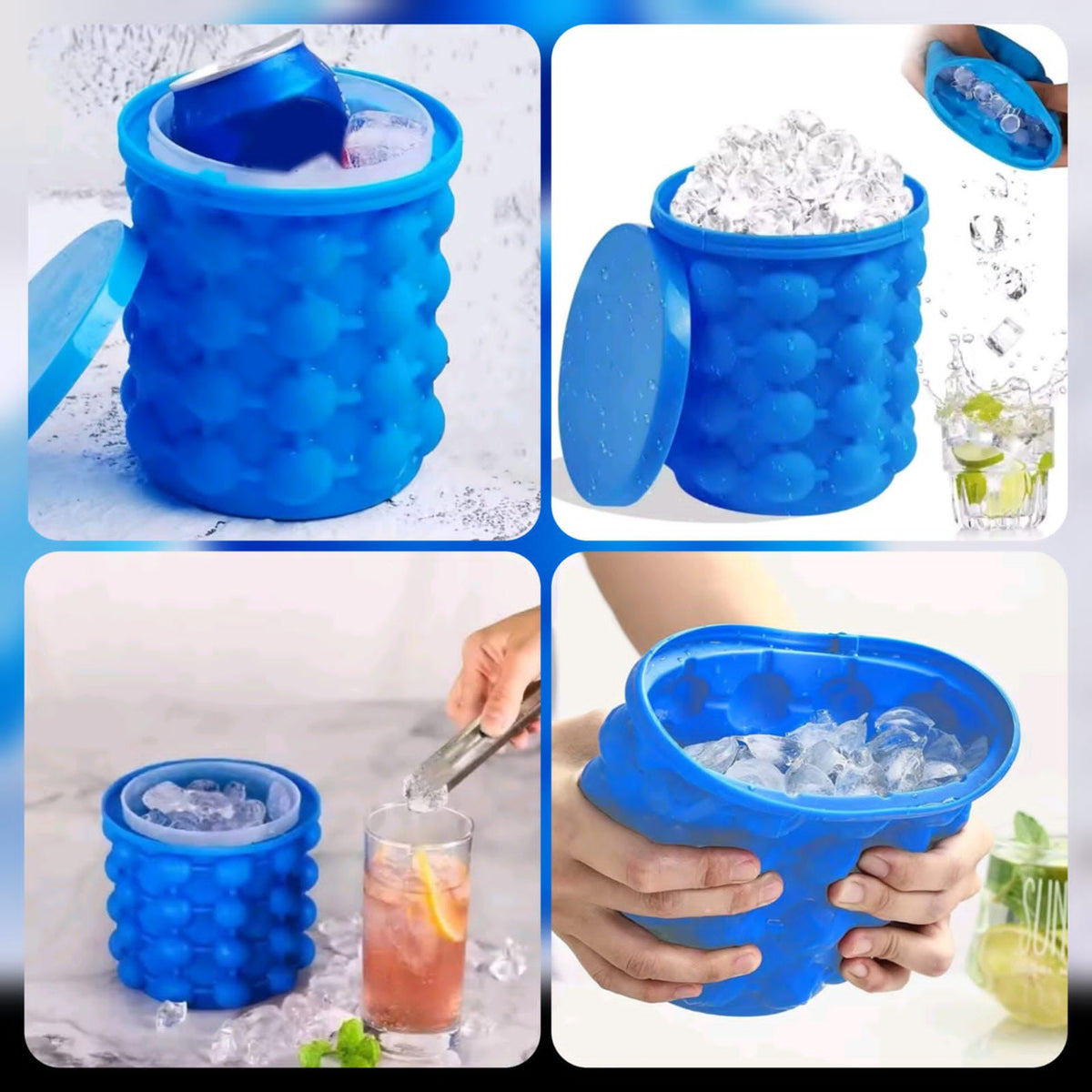 2 In 1 Large Silicone Ice Bucket Mold with Lid Space Saving Cube Maker Tools for Kitchen Party Barware