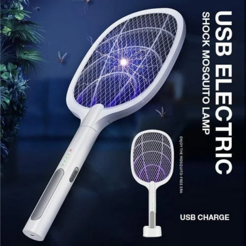 Mini USB Electric Mosquito Racket, Rechargeable Summer Fly Swatters Trap, Mosquito Swatter UV Light Sharp Sparking