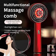Electric Massage Comb Vibration Red Light Therapy Hair Growth Massage Scalp Brush Anti Hair Loss Liquid Oil Applicator Hair Care