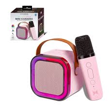 Wireless Speaker with Mic | Mini Portable Bluetooth Speaker with single Mic | RGB 7-Color Dancing Light, Voice Changer Effect | Kids Speaker with Mic