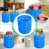 2 In 1 Large Silicone Ice Bucket Mold with Lid Space Saving Cube Maker Tools for Kitchen Party Barware