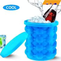2 In 1 Large Silicone Ice Bucket Mold with Lid Space Saving Cube Maker Tools for Kitchen Party Barware