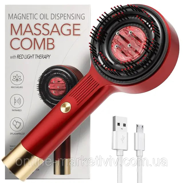 Electric Massage Comb Vibration Red Light Therapy Hair Growth Massage Scalp Brush Anti Hair Loss Liquid Oil Applicator Hair Care
