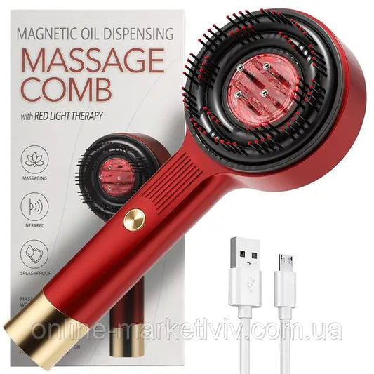 Electric Massage Comb Vibration Red Light Therapy Hair Growth Massage Scalp Brush Anti Hair Loss Liquid Oil Applicator Hair Care