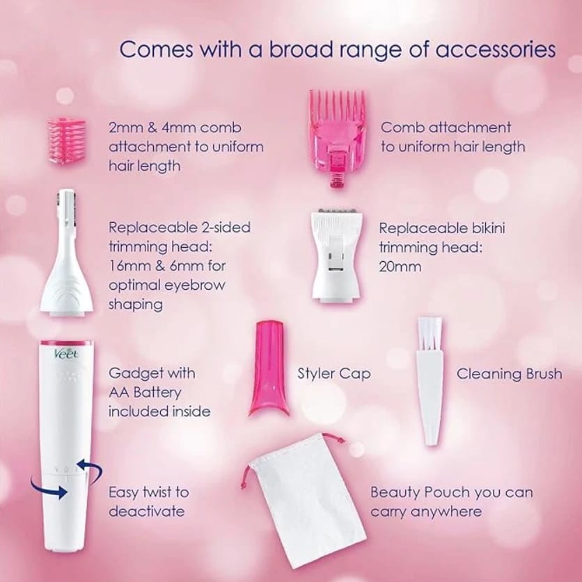 Sensitive Precision Hair Trimmer & Shapper For Eyebrows, Facial Hair, Bikini Line, And Underarm- All In 1 Hair Removal For Women