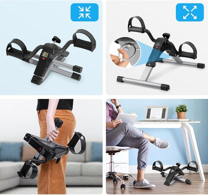 Foldable exercise pedal cycle with digital meter
