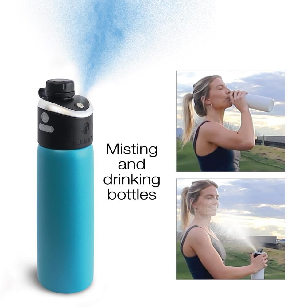 Portable Sports Water Bottle with Mist Spray / Plastic Spray Cool Summer Sport Water Bottle / Leak Proof Portable Drinking Plastic Bottle