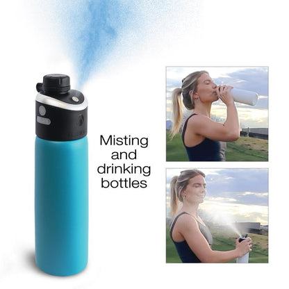 Portable Sports Water Bottle with Mist Spray / Plastic Spray Cool Summer Sport Water Bottle / Leak Proof Portable Drinking Plastic Bottle