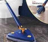 4 IN 1 Triangular Mop - Flexible Mop For Cleaning - Adjustable Triangle Cleaning Mop - Triangle Mop 360 Adjustable With Twist Squeeze - Triangular Mop For Home, Office.