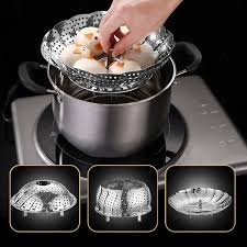Stainless Steel Food Steamer Steamer Basket Stainless Steel for Food and Vegetable, Premium Expandable Steam Basket to Fit Various Size Pots Stainless Steel Steamer Basket, For Home