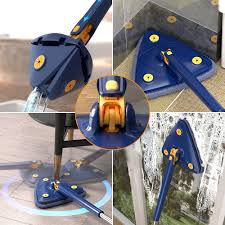 4 IN 1 Triangular Mop - Flexible Mop For Cleaning - Adjustable Triangle Cleaning Mop - Triangle Mop 360 Adjustable With Twist Squeeze - Triangular Mop For Home, Office.