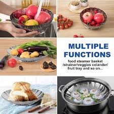 Stainless Steel Food Steamer Steamer Basket Stainless Steel for Food and Vegetable, Premium Expandable Steam Basket to Fit Various Size Pots Stainless Steel Steamer Basket, For Home
