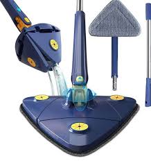 4 IN 1 Triangular Mop - Flexible Mop For Cleaning - Adjustable Triangle Cleaning Mop - Triangle Mop 360 Adjustable With Twist Squeeze - Triangular Mop For Home, Office.