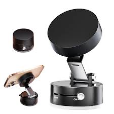 360° Magnetic Phone Holder with Auto-Tracking Rotation – Strong Magnetic Suction Mount for Desk & Tabletop Use
