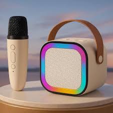 Wireless Speaker with Mic | Mini Portable Bluetooth Speaker with single Mic | RGB 7-Color Dancing Light, Voice Changer Effect | Kids Speaker with Mic