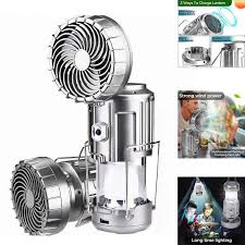 6 in 1 Portable Outdoor LED Camping Lantern with Fan, Outdoor Solar Lifting and Stretching Electric