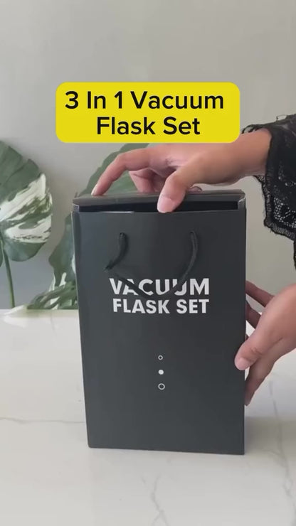 500ML 304 Stainless Steel Vacuum Insulated Bottle Gift Set Office Business Style Coffee Mug Thermos Bottle Portable Flask 2x Extra Cup Travel Kit Perfect Gift