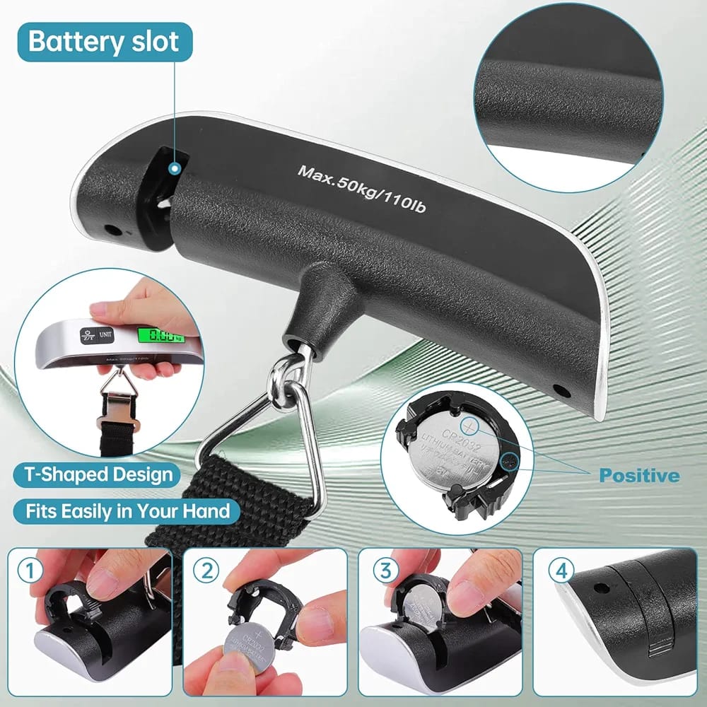 LCD Digital Hang Scale Luggage Suitcase Baggage Weight Scales with Belt for Electronic Weight Tool 50Kg/110Lb