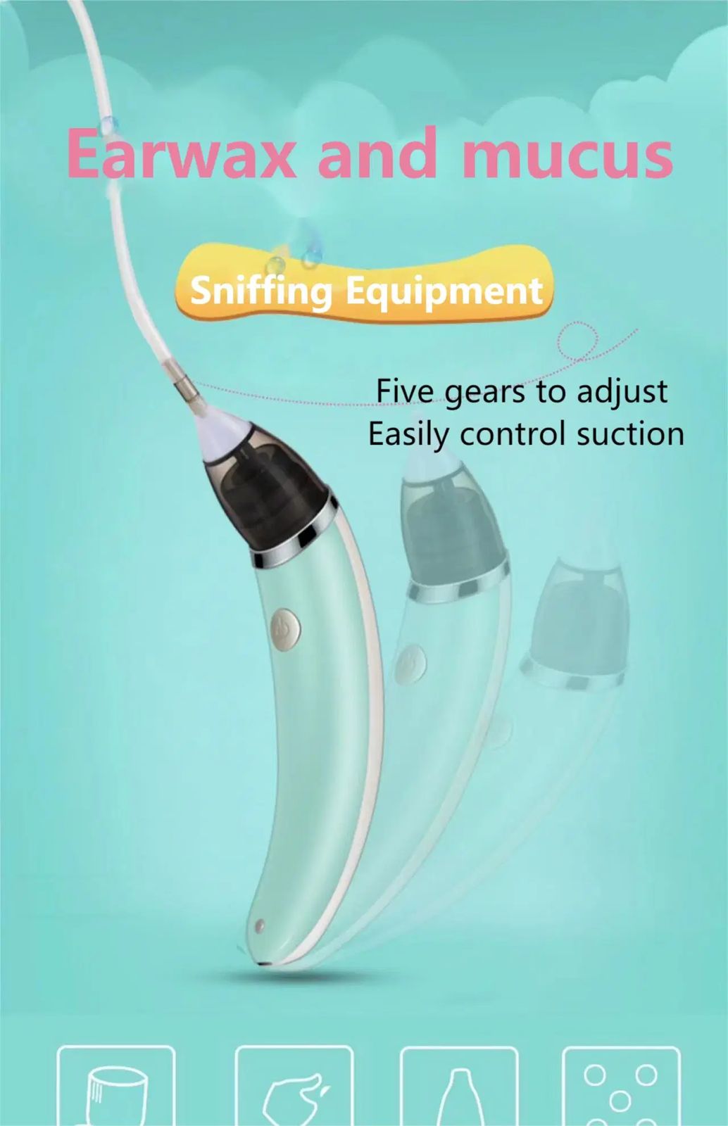 UR Baby Health Care Nasal Aspirator Rechargble  Hygienic Nose Cleaner For Boy Girls